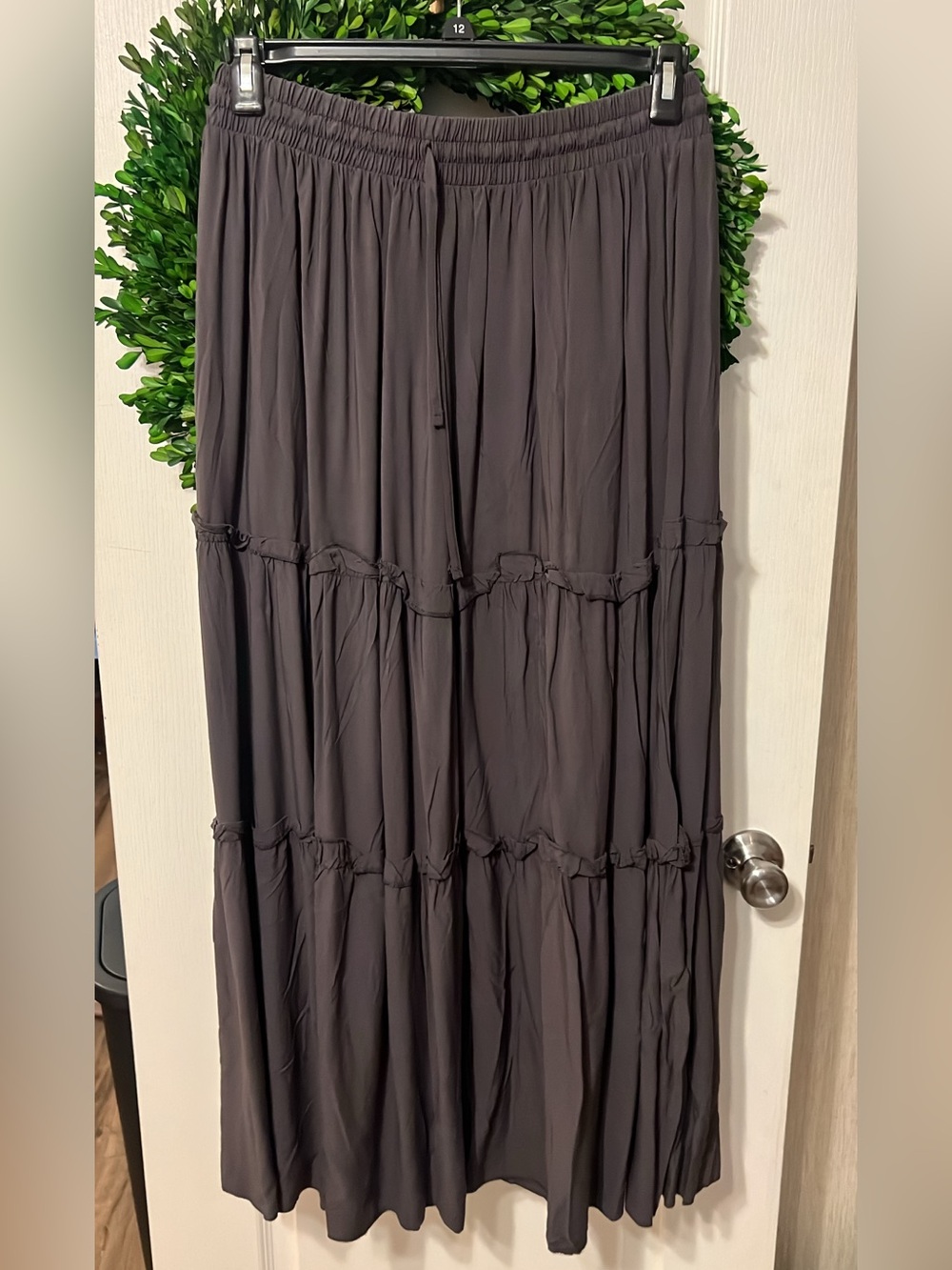 Zenana Outfitters Charcoal Tiered Maxi Skirt